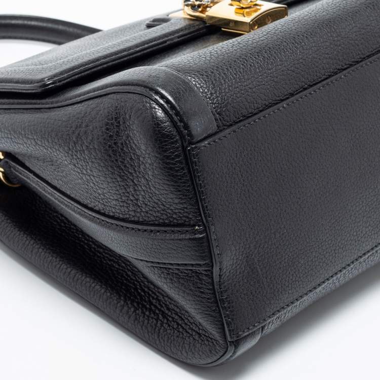 Pre Owned Dolce & Gabbana Black Leather Padlock Top Handle Bag