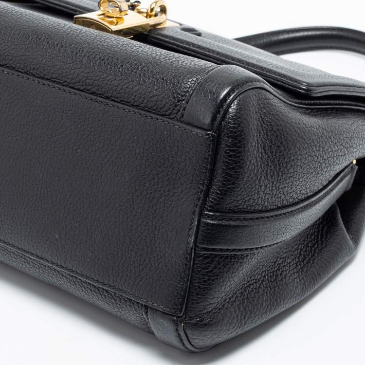 Pre Owned Dolce & Gabbana Black Leather Padlock Top Handle Bag
