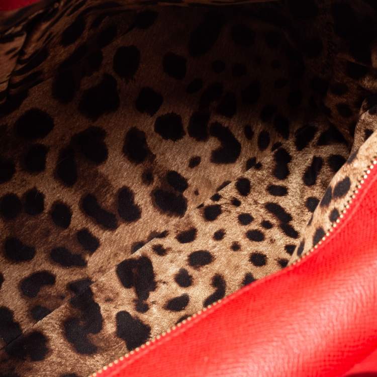 Pre Owned Dolce & Gabbana Red Leather Large Miss Sicily Top Handle Bag