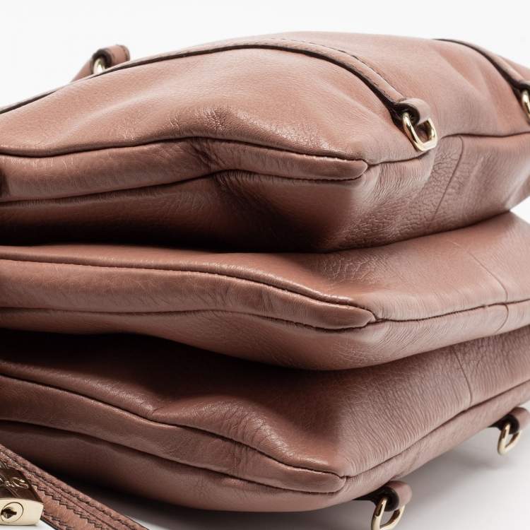 Pre Owned D&G Brown Leather Triple Shoulder Bag
