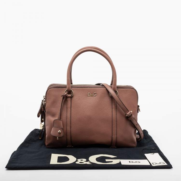 Pre Owned D&G Brown Leather Triple Shoulder Bag