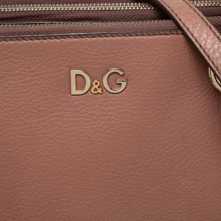 Pre Owned D&G Brown Leather Triple Shoulder Bag