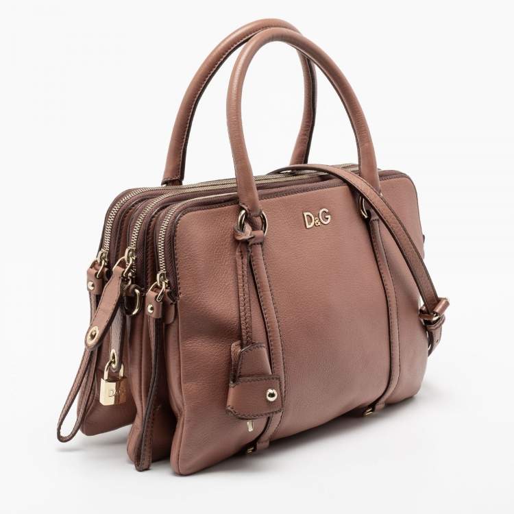 Pre Owned D&G Brown Leather Triple Shoulder Bag