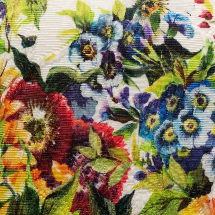 Pre Owned Dolce & Gabbana Multicolor Floral Print Fabric Chain Shoulder Bag