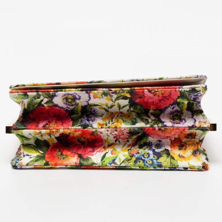 Pre Owned Dolce & Gabbana Multicolor Floral Print Fabric Chain Shoulder Bag