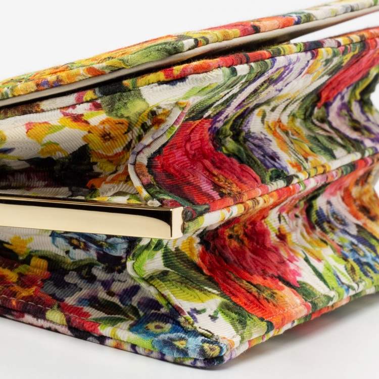 Pre Owned Dolce & Gabbana Multicolor Floral Print Fabric Chain Shoulder Bag