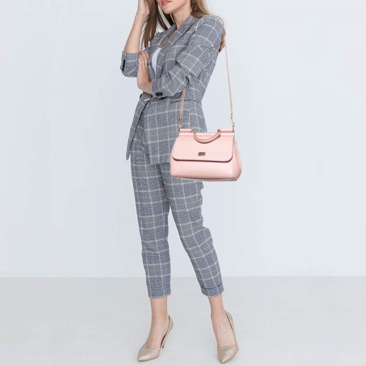 Pre Owned Dolce & Gabbana Pink Leather Medium Miss Sicily Top Handle Bag