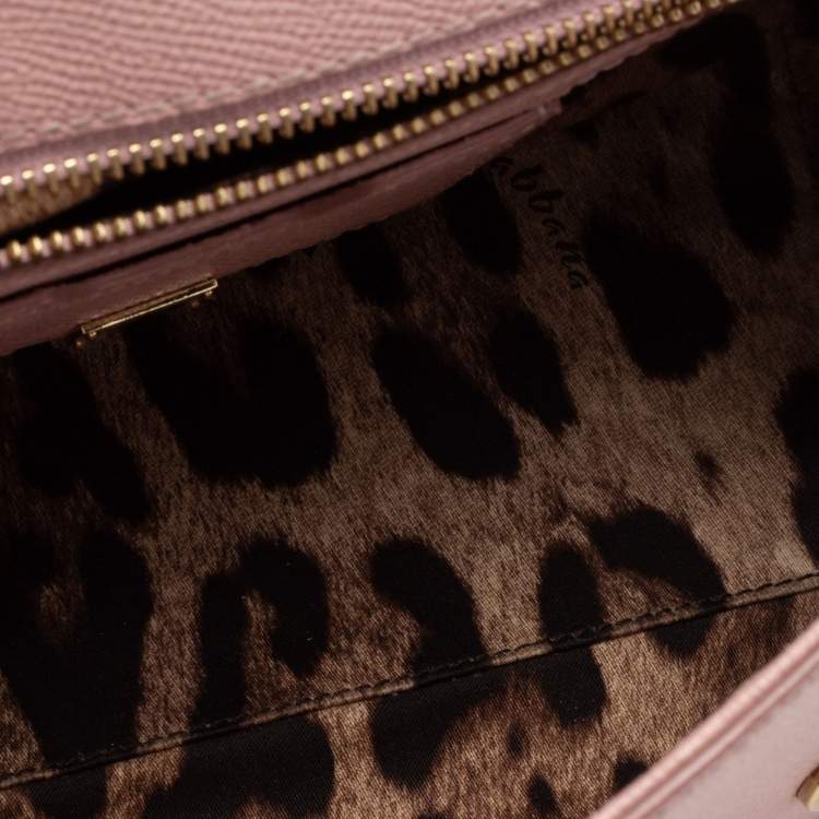 Pre Owned Dolce & Gabbana Pink Leather Medium Miss Sicily Top Handle Bag