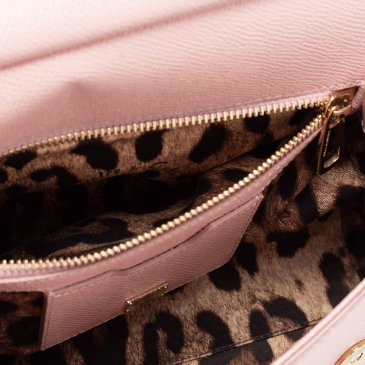 Pre Owned Dolce & Gabbana Pink Leather Medium Miss Sicily Top Handle Bag