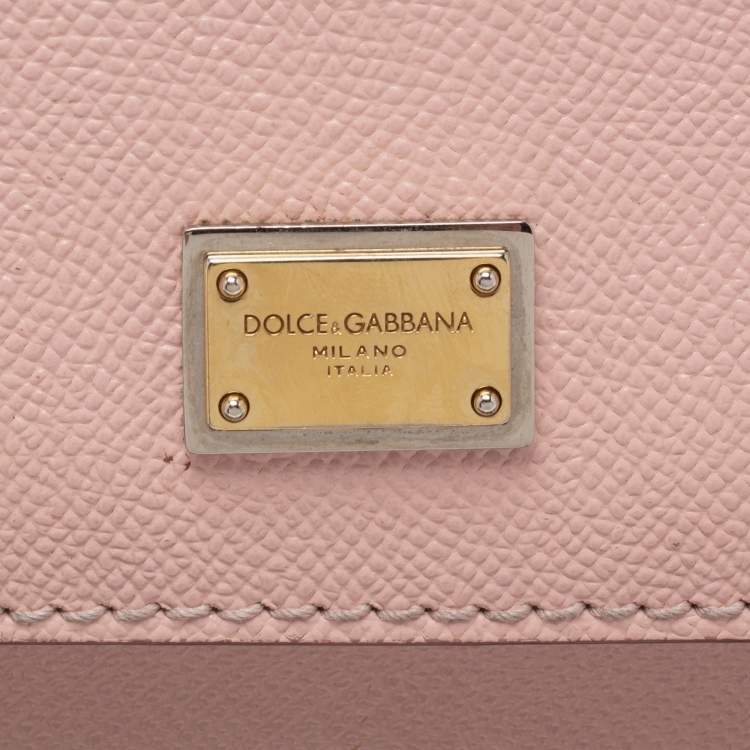 Pre Owned Dolce & Gabbana Pink Leather Medium Miss Sicily Top Handle Bag