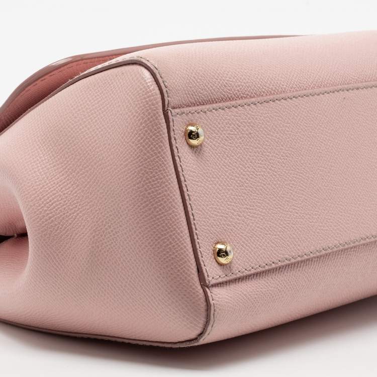 Pre Owned Dolce & Gabbana Pink Leather Medium Miss Sicily Top Handle Bag