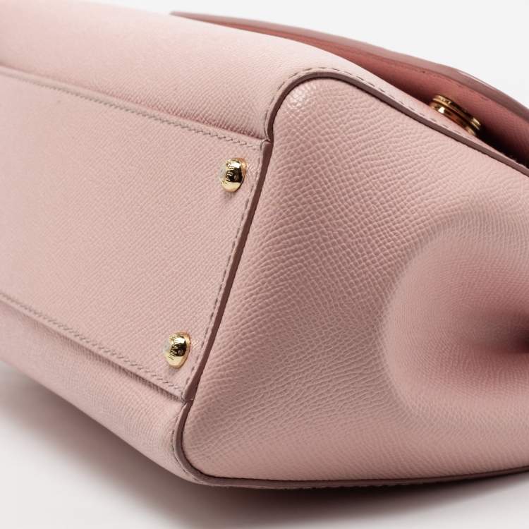 Pre Owned Dolce & Gabbana Pink Leather Medium Miss Sicily Top Handle Bag