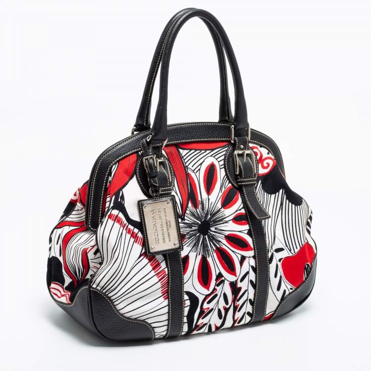 Pre Owned Dolce & Gabbana White/Black Printed Canvas Tote