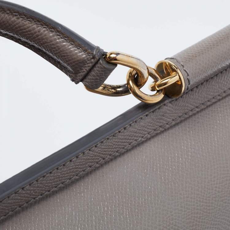 Pre Owned Dolce & Gabbana Grey Leather Medium Miss Sicily Top Handle Bag