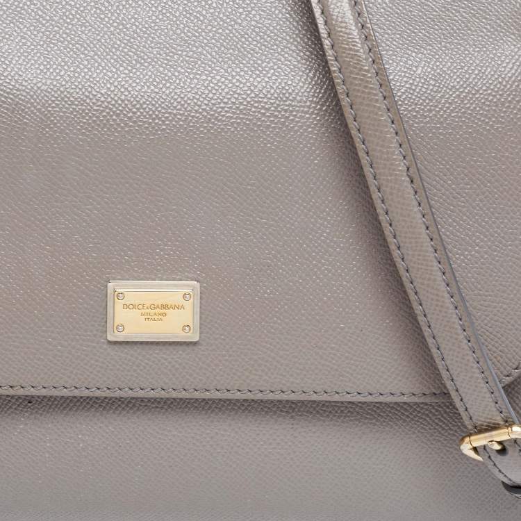 Pre Owned Dolce & Gabbana Grey Leather Medium Miss Sicily Top Handle Bag