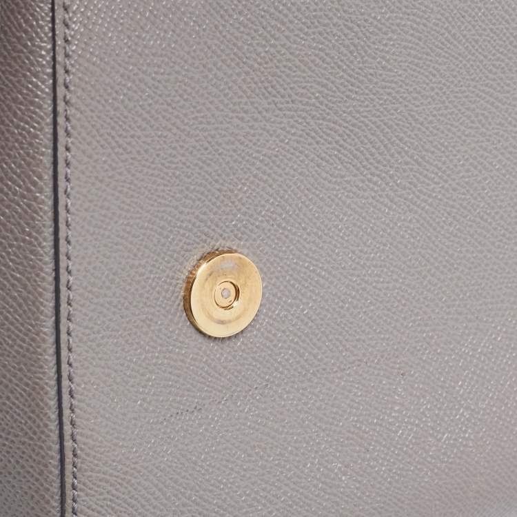 Pre Owned Dolce & Gabbana Grey Leather Medium Miss Sicily Top Handle Bag