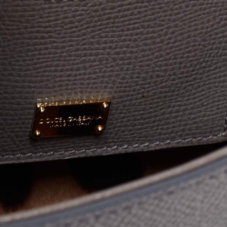 Pre Owned Dolce & Gabbana Grey Leather Medium Miss Sicily Top Handle Bag