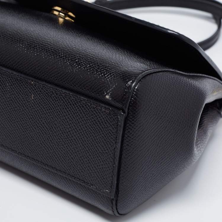 مملوكة مسبقًا Dolce & Gabbana Black Leather Small Miss Sicily Top Handle Bag