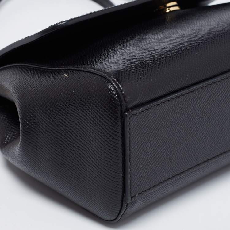 مملوكة مسبقًا Dolce & Gabbana Black Leather Small Miss Sicily Top Handle Bag