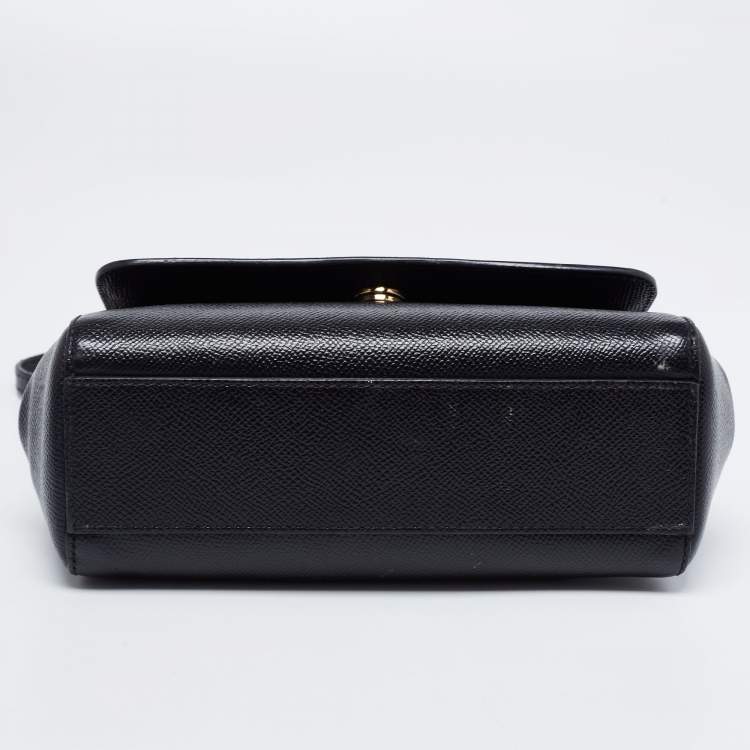مملوكة مسبقًا Dolce & Gabbana Black Leather Small Miss Sicily Top Handle Bag