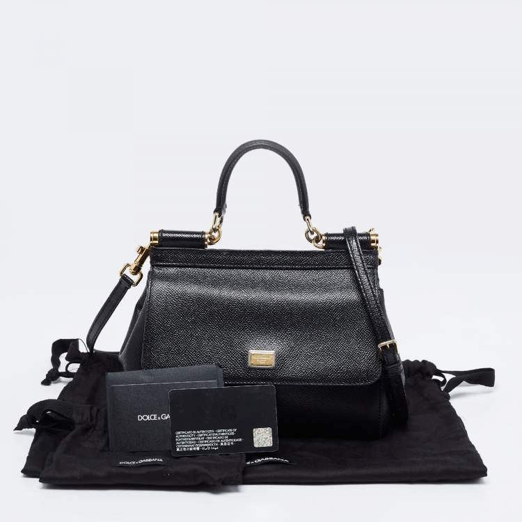 مملوكة مسبقًا Dolce & Gabbana Black Leather Small Miss Sicily Top Handle Bag
