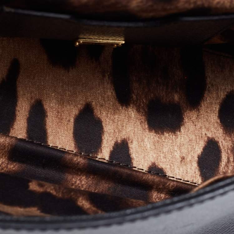 مملوكة مسبقًا Dolce & Gabbana Black Leather Small Miss Sicily Top Handle Bag