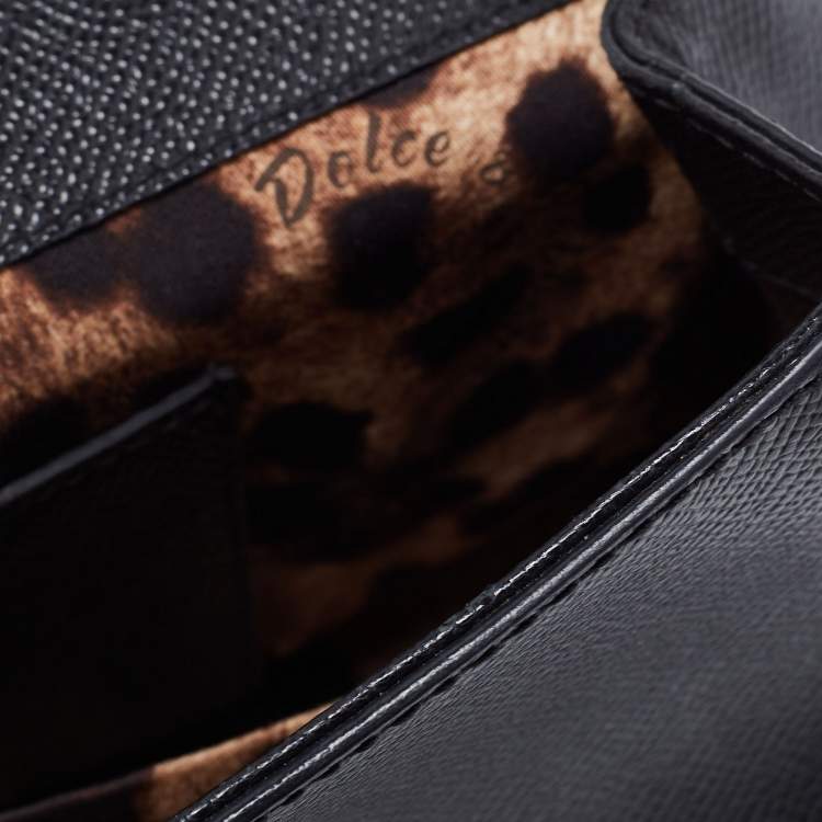 مملوكة مسبقًا Dolce & Gabbana Black Leather Small Miss Sicily Top Handle Bag