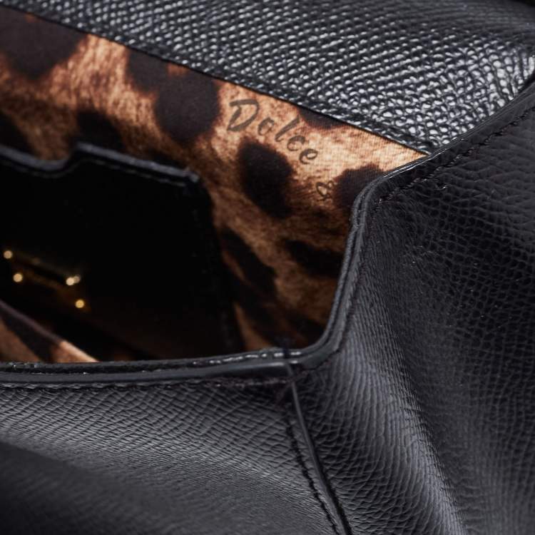 مملوكة مسبقًا Dolce & Gabbana Black Leather Small Miss Sicily Top Handle Bag