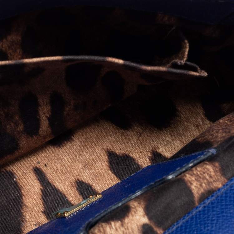 مملوكة مسبقًا Dolce & Gabbana Blue Leather Small Miss Sicily Top Handle Bag