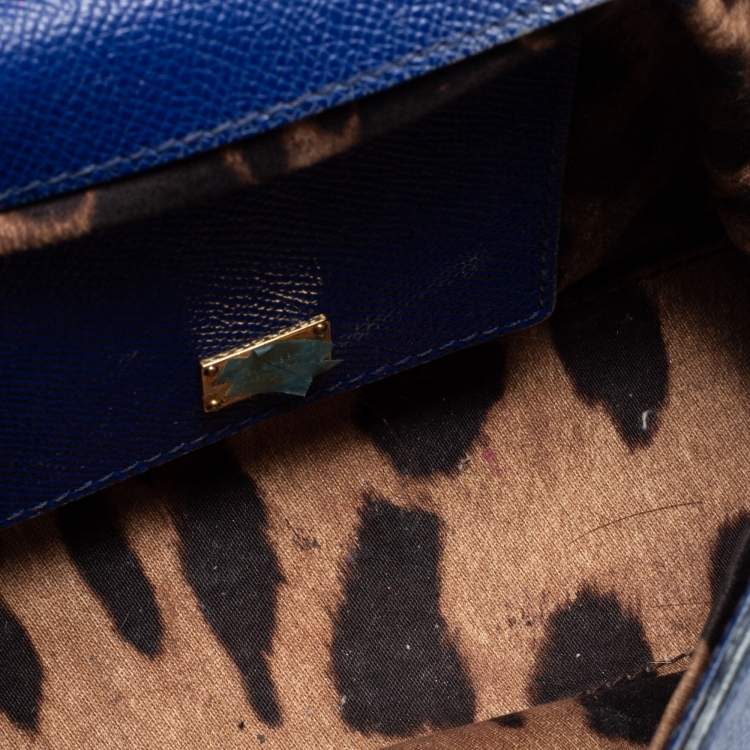 مملوكة مسبقًا Dolce & Gabbana Blue Leather Small Miss Sicily Top Handle Bag