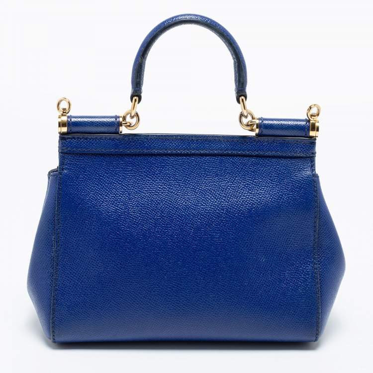 مملوكة مسبقًا Dolce & Gabbana Blue Leather Small Miss Sicily Top Handle Bag