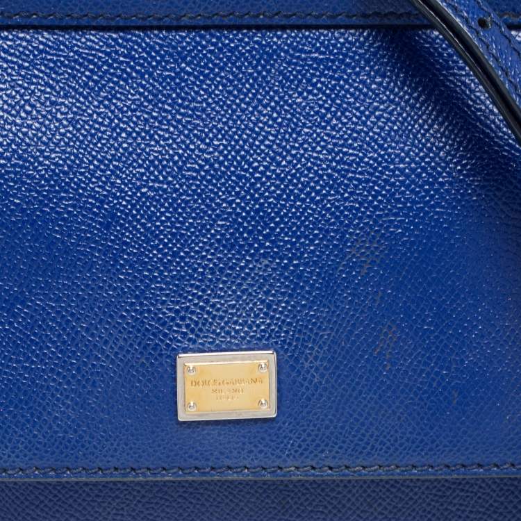 مملوكة مسبقًا Dolce & Gabbana Blue Leather Small Miss Sicily Top Handle Bag