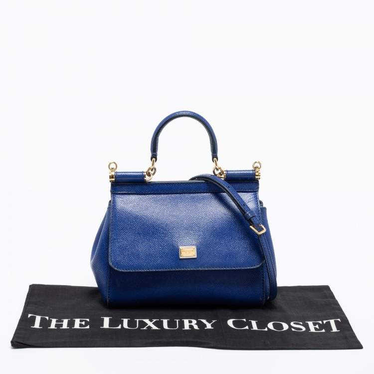 مملوكة مسبقًا Dolce & Gabbana Blue Leather Small Miss Sicily Top Handle Bag