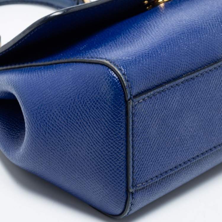مملوكة مسبقًا Dolce & Gabbana Blue Leather Small Miss Sicily Top Handle Bag