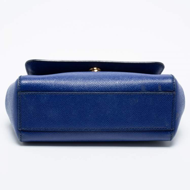 مملوكة مسبقًا Dolce & Gabbana Blue Leather Small Miss Sicily Top Handle Bag