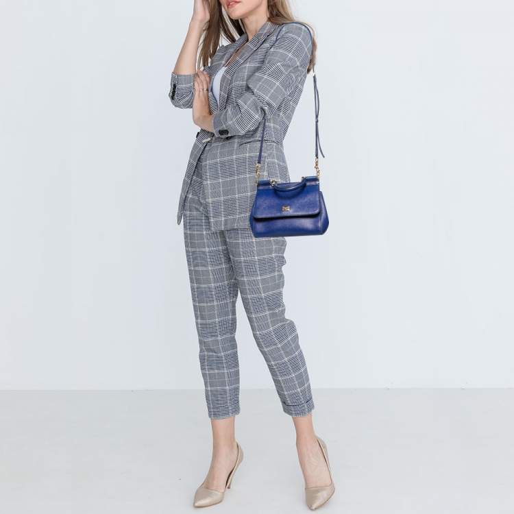 مملوكة مسبقًا Dolce & Gabbana Blue Leather Small Miss Sicily Top Handle Bag