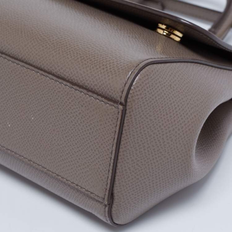 Pre Owned Dolce & Gabbana Dark Grey Leather Miss Sicily Top Handle Bag