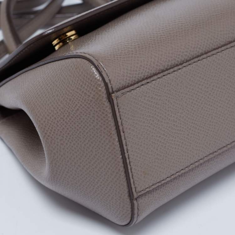 Pre Owned Dolce & Gabbana Dark Grey Leather Miss Sicily Top Handle Bag