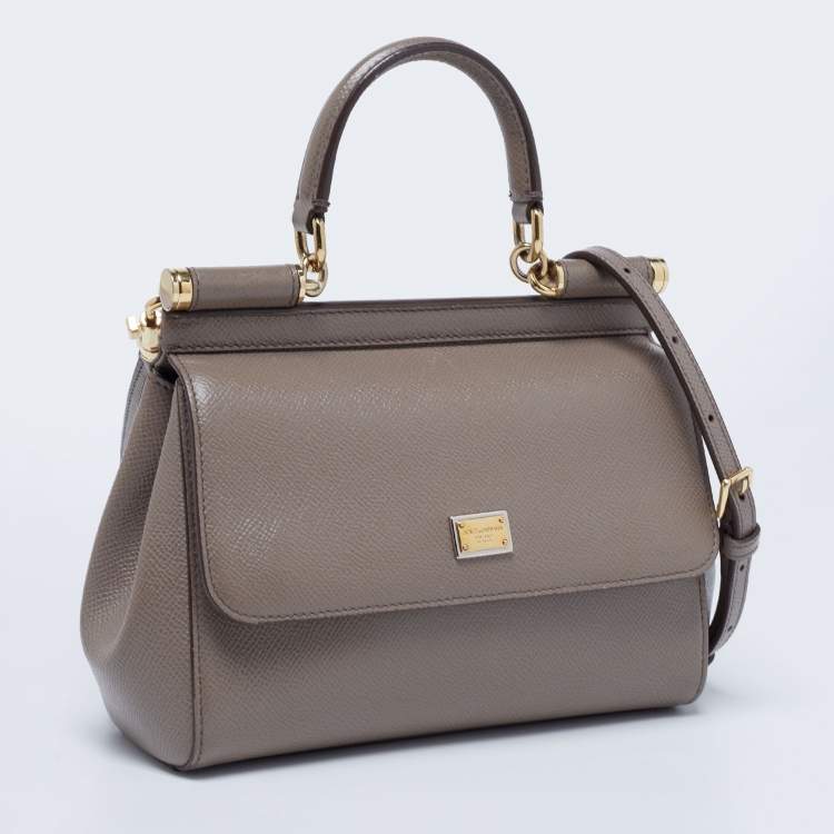 Pre Owned Dolce & Gabbana Dark Grey Leather Miss Sicily Top Handle Bag