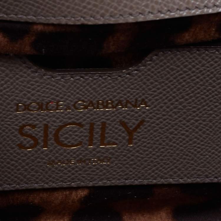 Pre Owned Dolce & Gabbana Dark Grey Leather Miss Sicily Top Handle Bag