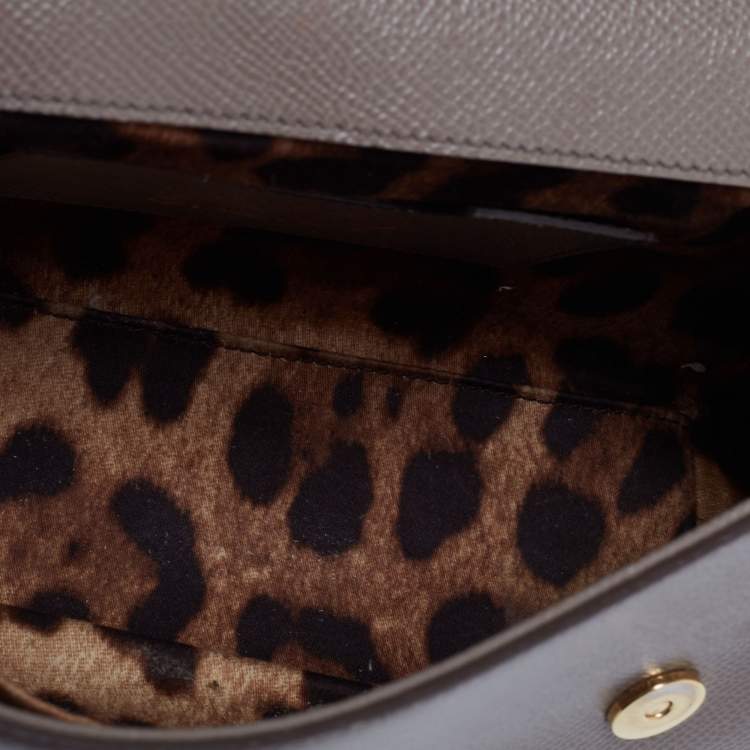 Pre Owned Dolce & Gabbana Dark Grey Leather Miss Sicily Top Handle Bag