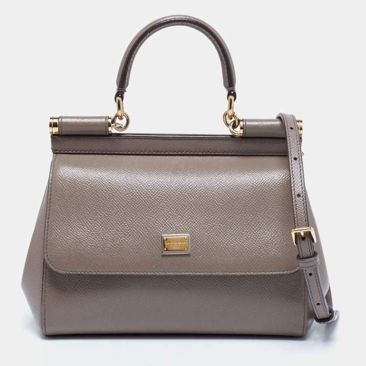 Pre Owned Dolce & Gabbana Dark Grey Leather Miss Sicily Top Handle Bag