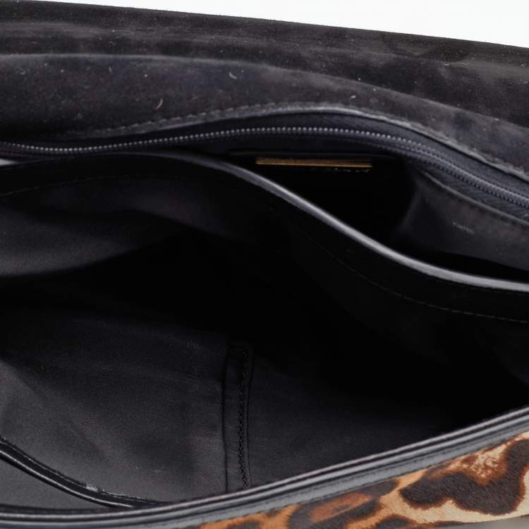 Pre Owned Dolce & Gabbana Beige/Brown Animal Print Calf Hair Miss Sicily Top Handle Bag