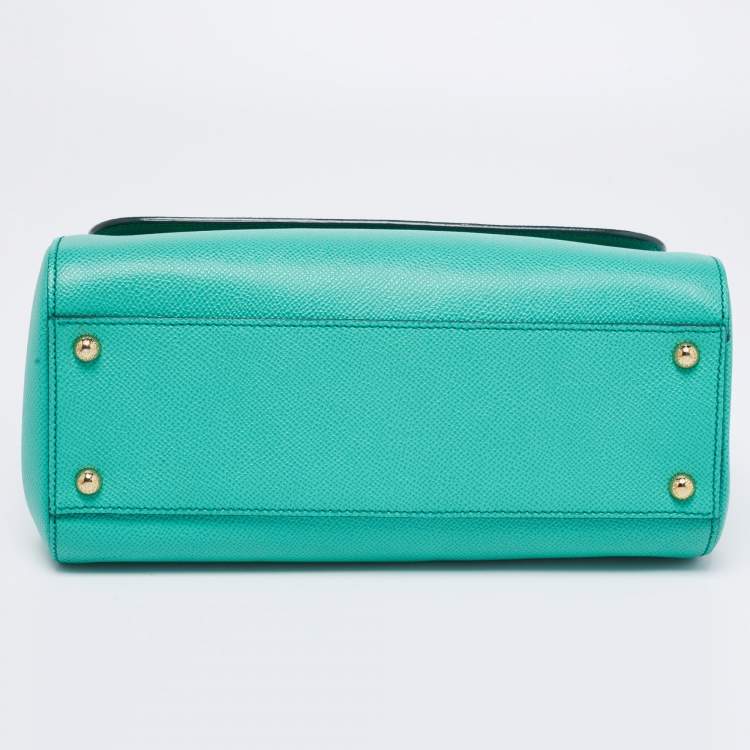 Pre Owned Dolce & Gabbana Green Leather Medium Miss Sicily Top Handle Bags