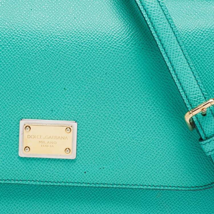 Pre Owned Dolce & Gabbana Green Leather Medium Miss Sicily Top Handle Bags