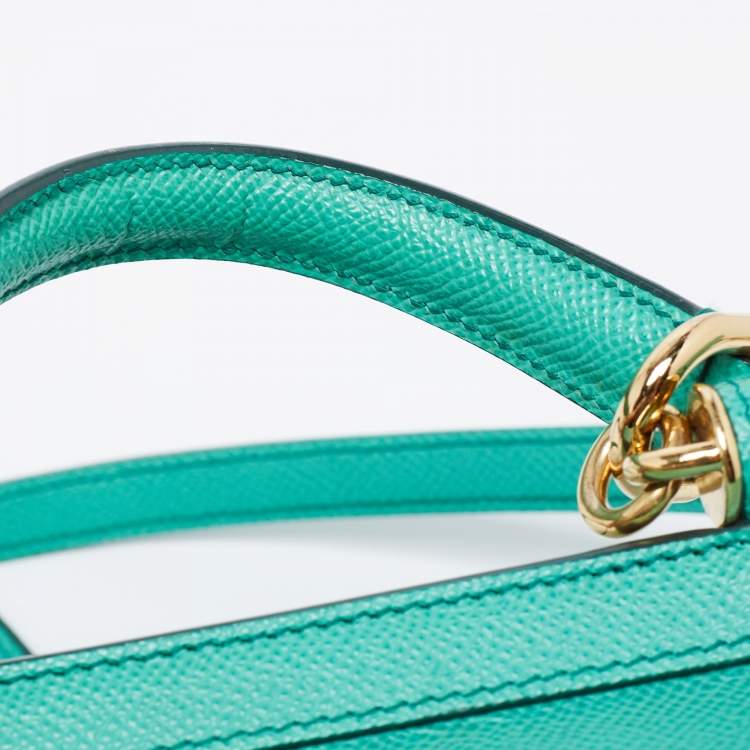 Pre Owned Dolce & Gabbana Green Leather Medium Miss Sicily Top Handle Bags