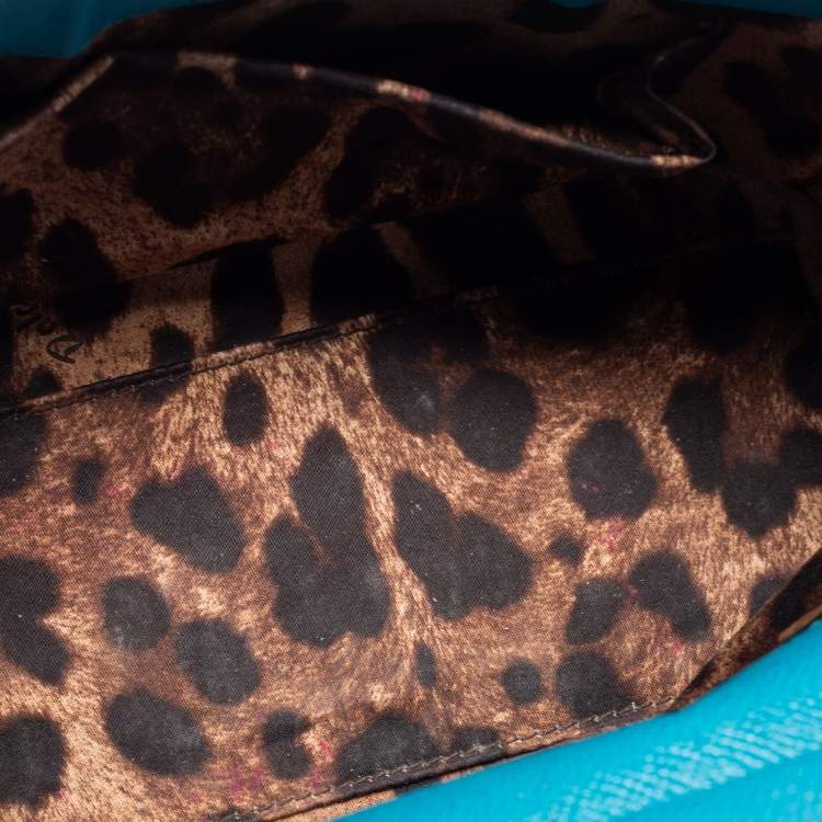 Pre Owned Dolce & Gabbana Blue Leather Medium Miss Sicily Top Handle Bag