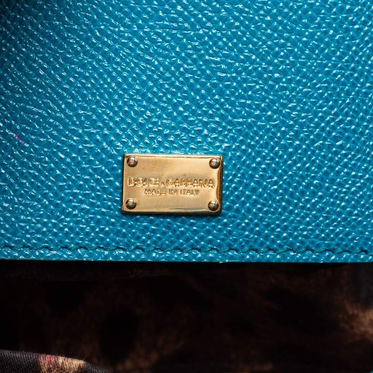 Pre Owned Dolce & Gabbana Blue Leather Medium Miss Sicily Top Handle Bag