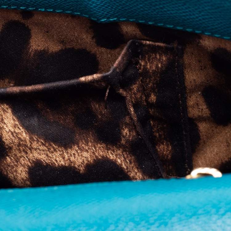 Pre Owned Dolce & Gabbana Blue Leather Medium Miss Sicily Top Handle Bag
