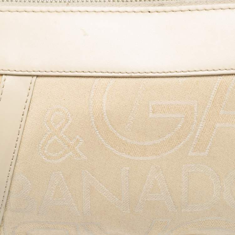 مملوكة مسبقًا Dolce & Gabbana Light Beige Signature Canvas And Leather Shoulder Bag